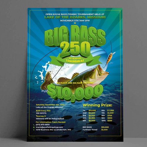 Bass design with the title 'Big Bass 250 Poster'