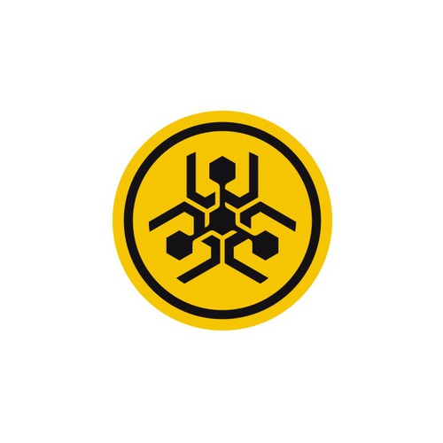 Artificial intelligence logo with the title 'Modern/Geometric Interpretation of the Biohazard Symbol for AI'