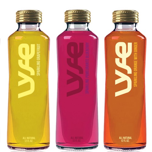 Energy drink packaging with the title 'Create a logo and bottle design for Lyfe Soda.'