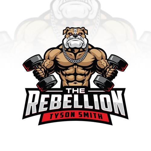 Bulldog logo with the title 'strong logo of the muscular bulldog'
