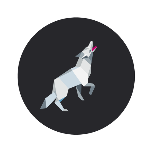 Low poly logo with the title 'Low-poly Wolf Logo'