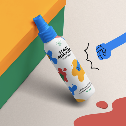 Branding label with the title 'Packaging for Stain Remover'