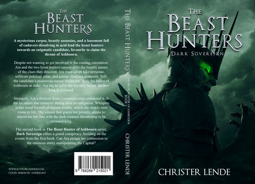 Dark fantasy book cover with the title 'Book Cover design for Christer Lende'