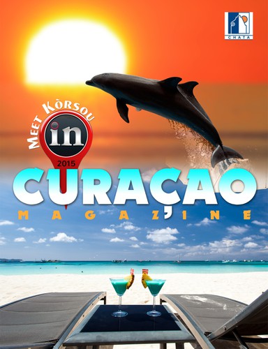 Dolphin design with the title 'Design Cover for exclusive In Room Magazine for Curaçao'