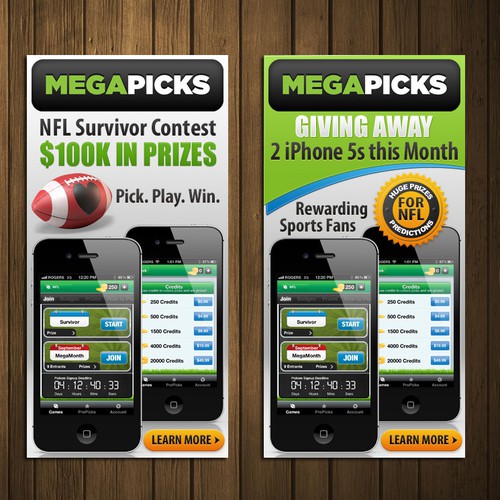 Google Ads design with the title 'New banner ad wanted for MegaPicks'