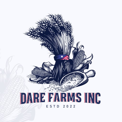 American flag logo with the title 'Farming Design'