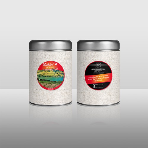 Orange label with the title 'Spicy Label for a Kickin' Seasoning Salt'