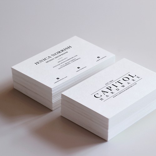 Showroom design with the title 'Business card for decorative hardware showroom'