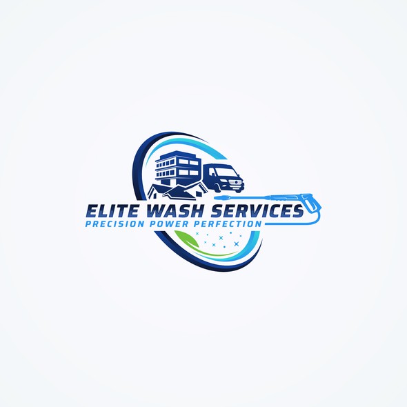 Power washing logo with the title 'Elite Wash Services'