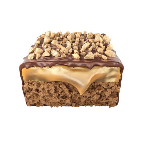 Rendering design with the title '3d chocolate protein bar'