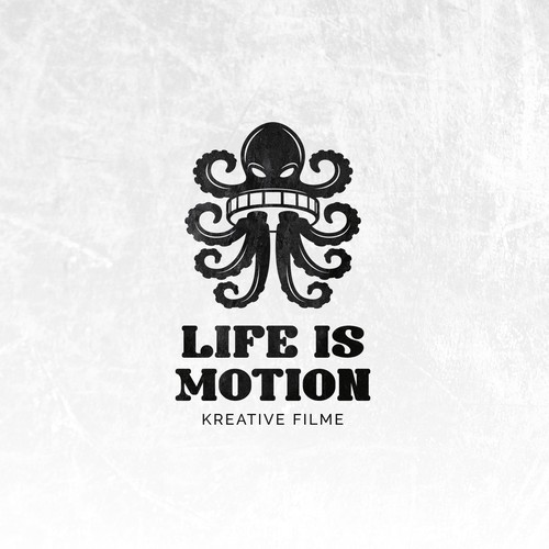 Movie logo with the title 'Creative logo for Life is Motion film production company.'