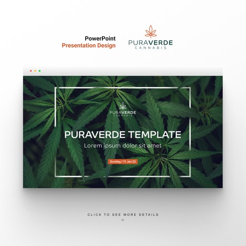 Keynote design with the title 'Powerpoint design for cannabis usage'
