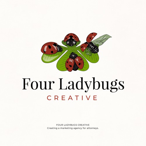 Clover design with the title 'Four Ladybugs Creative'