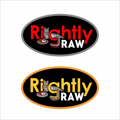 Pet food logo with the title 'rightly raw'