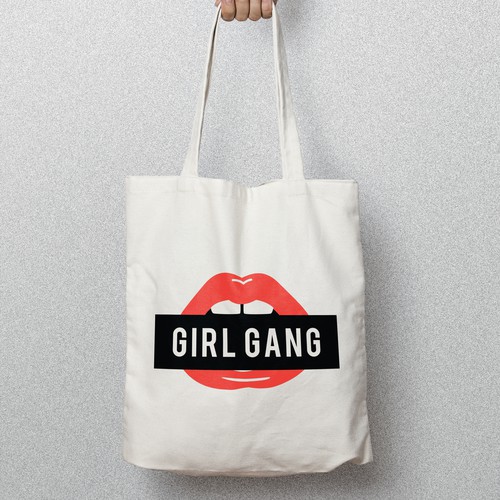Screen print design with the title 'GIRL GANG TOTE BAG DESIGN '