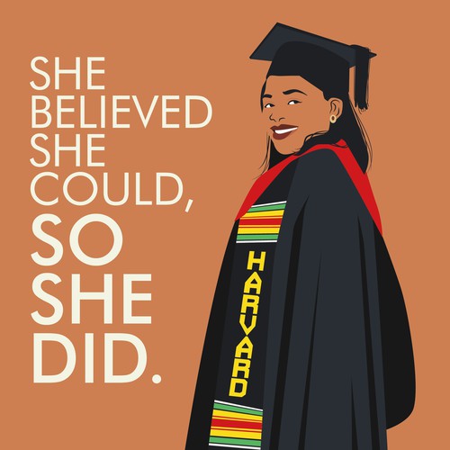 Graduation cap design with the title 'poster design'