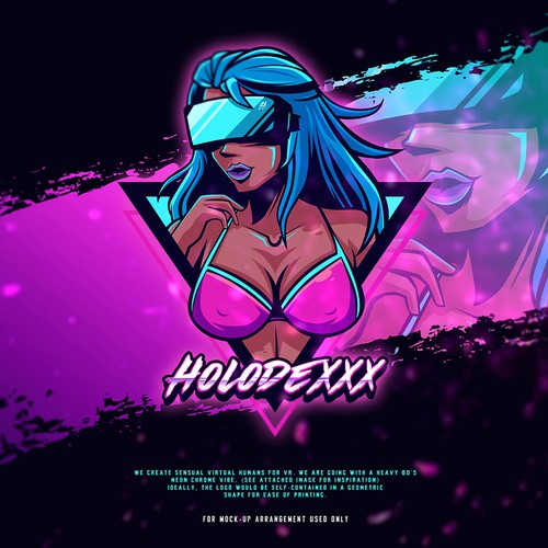 Neon design with the title 'Create an 80's logo for a Virtual Human Experience'