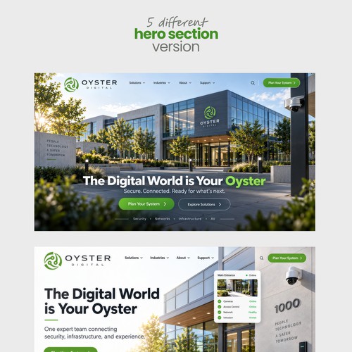 Landing page website with the title 'Website Hero Sections'