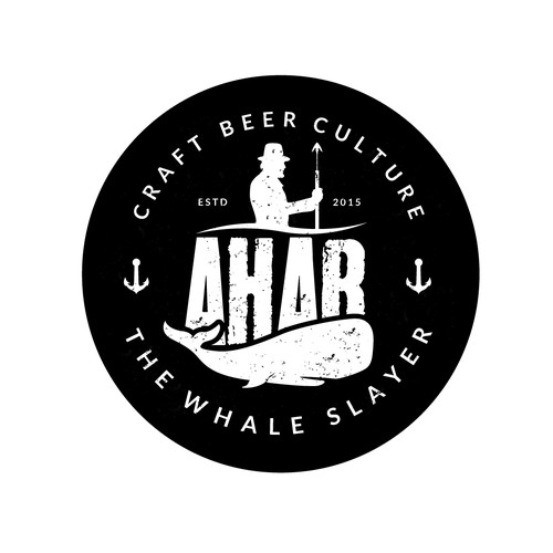 Whale design with the title 'Ahab the Whale Slayer'