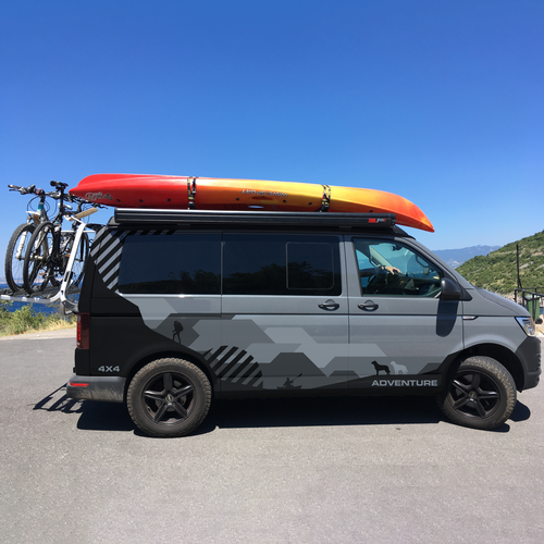 Vehicle graphic design with the title 'Camper Van Graphics'