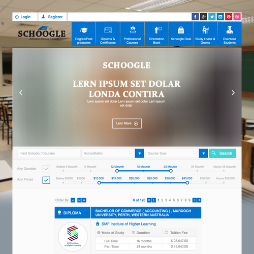 Controller design with the title 'Help create our inner pages meant for students!'