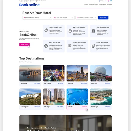 Travel agency website with the title 'Travel and Hotel Booking Web design'