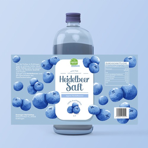 Juice label with the title 'heidelbeersaft'