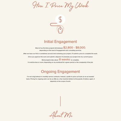 Web page design for a websites builder