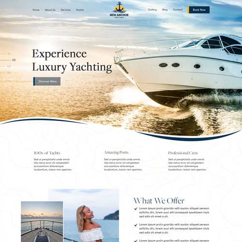 Yacht club design with the title 'Luxury Yachting Booking Homepage Design'
