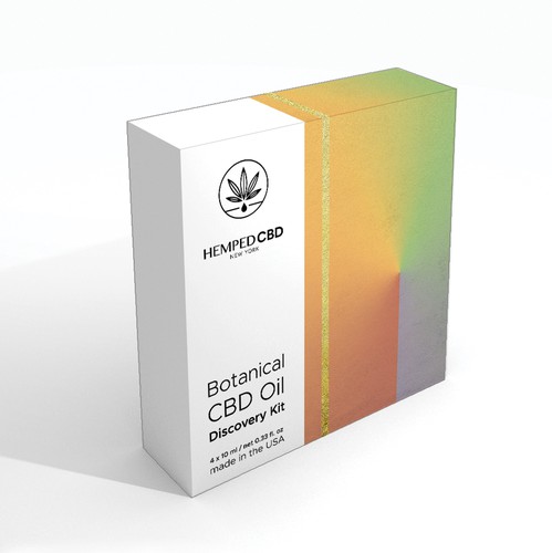 Gradient packaging with the title 'Packadge design'