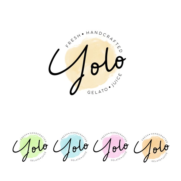 Gelato brand with the title 'yolo , fresh handcrafted gelato juice'