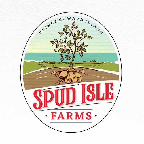 Potato logo with the title 'Spud Isle Farm'