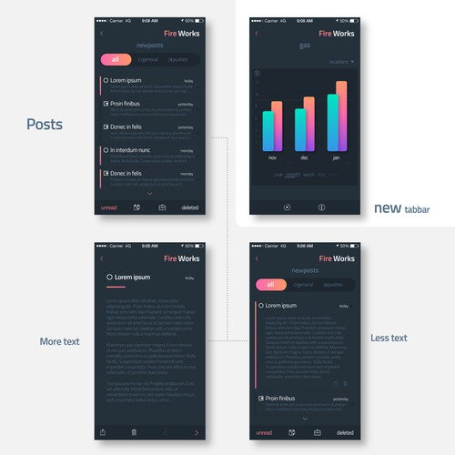 Green and gray design with the title 'Design refreshing mockups for an energy company'