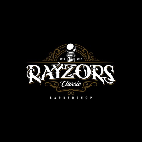 Gothic logo with the title 'Barbershop Logo'