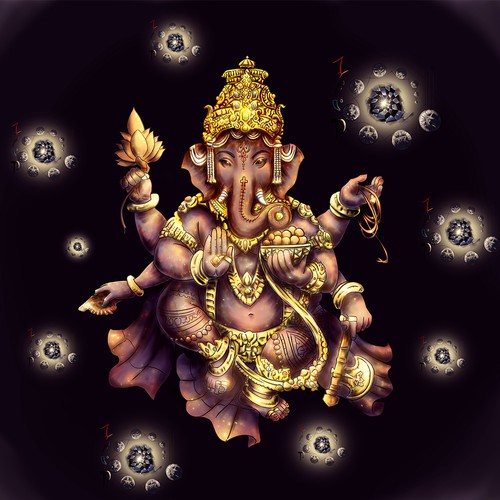 Light artwork with the title 'The Ganesha'