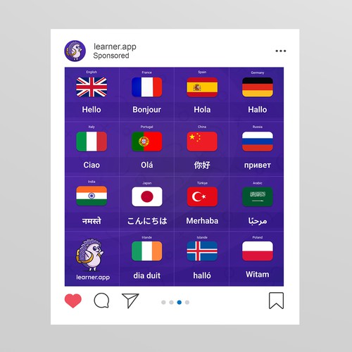 Translation design with the title 'Instagram post template'
