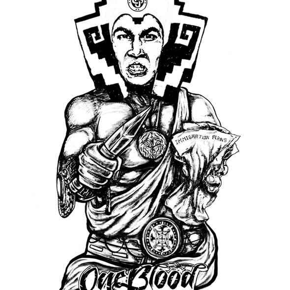 Blackwork design with the title 'Aztec Warrior Tatto'