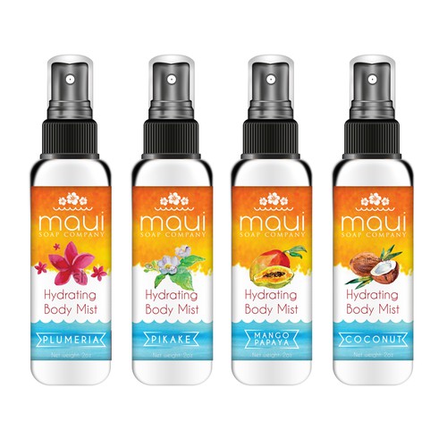 Hawaiian design with the title 'Label design for body mist'