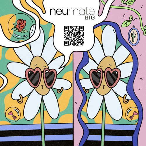 Card illustration with the title 'Artistic and funky square card'