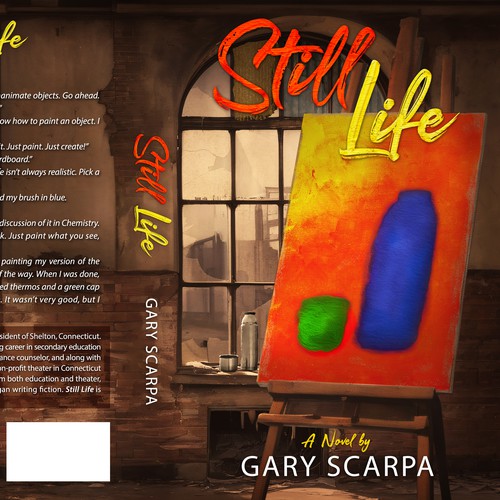 Painting book cover with the title 'Book Cover for a Novel "Still Life"'