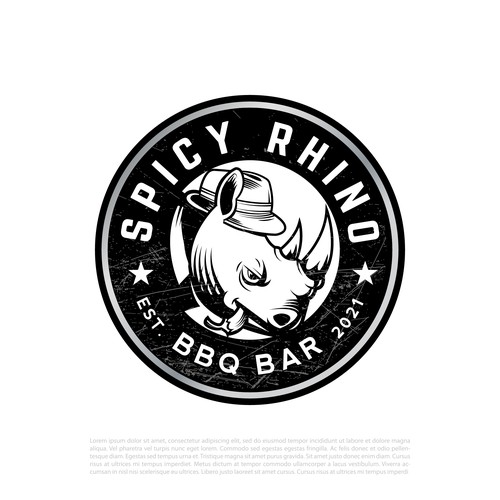 Hat design with the title 'Spicy Rhino BBQ bar'