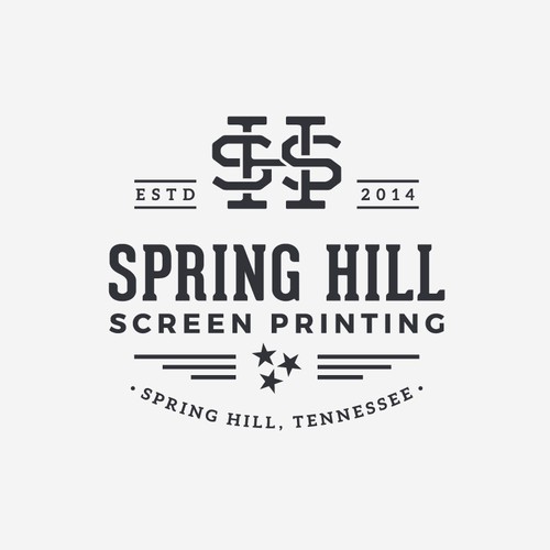 Screen print design with the title 'Spring Hill Screenprinting'