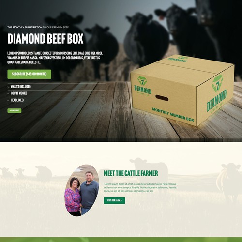 Subscription box design with the title '7 Diamond Cattle'