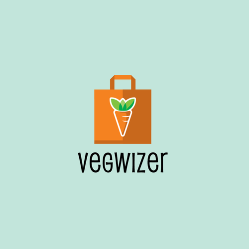 Paper bag logo with the title 'Logo for a Vegan shopping company'