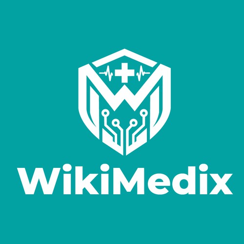 Hospital design with the title 'Wikimedix – Modern AI Healthcare Technology Logo Design'