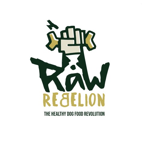 Design with the title 'Rebel dog food'