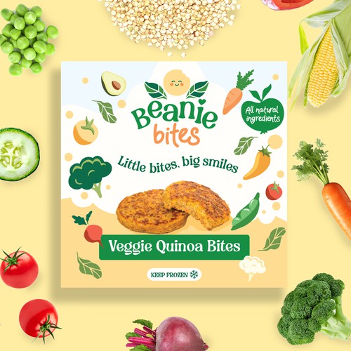 Food brand with the title 'Beanie bites- Veggie Quinoa Bites'