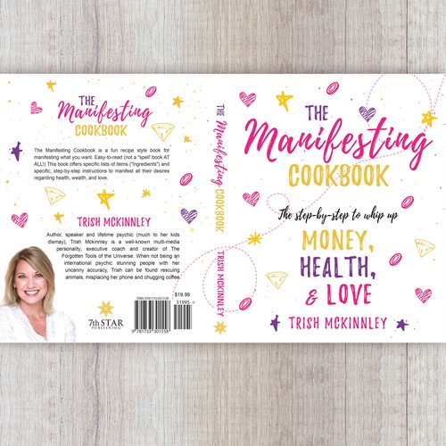 Cookbook design with the title 'The Manifesting Cookbook'