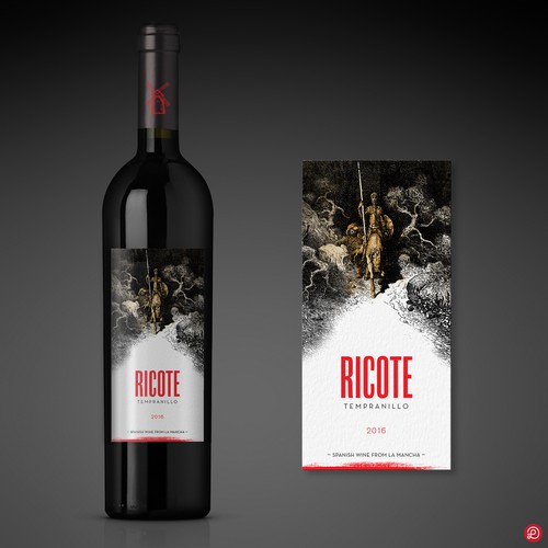 Drawing label with the title 'Wine label design'