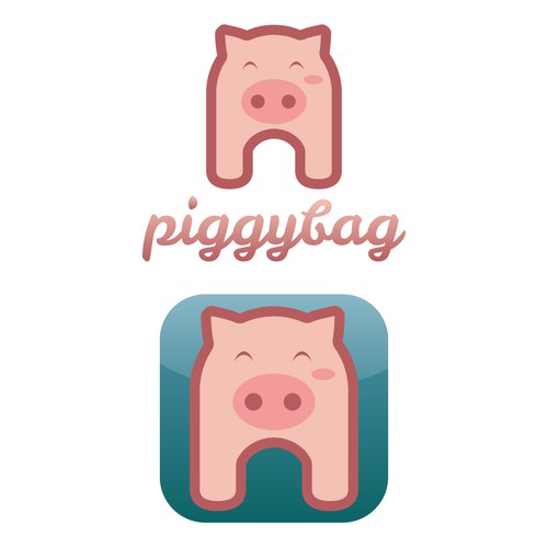 Piggy design with the title 'Piggybag Logo and App Icon'